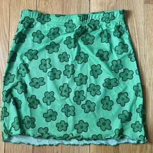 Women's Floral Mesh Overlay Elastic Waist Bodycon Mini Skirt